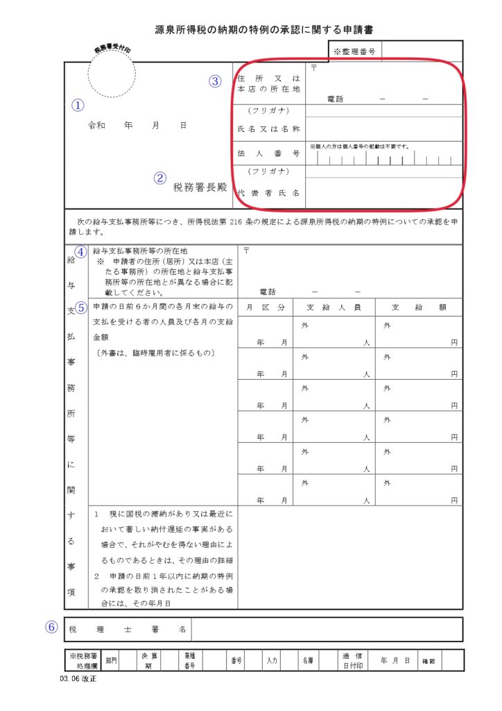 012源泉所得税の納期の特例とは